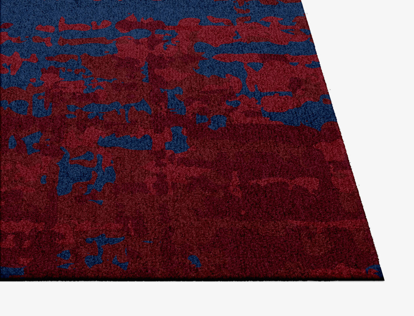 Crimson Blues Surface Art Square Hand Knotted Tibetan Wool Custom Rug by Rug Artisan