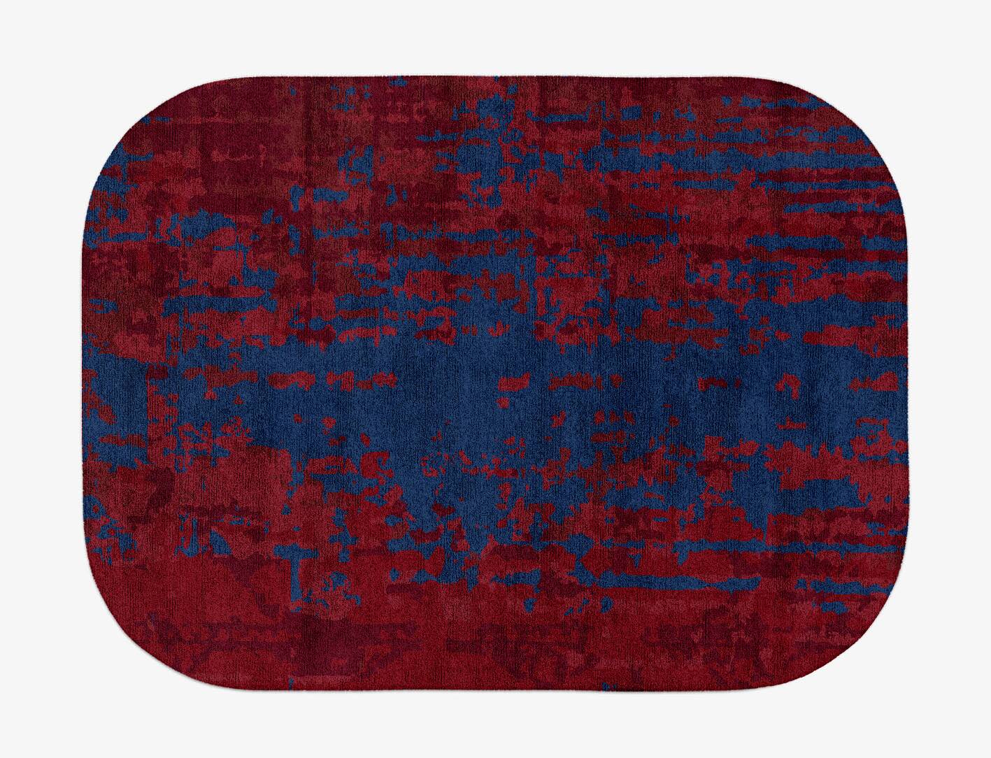 Crimson Blues Surface Art Oblong Hand Tufted Bamboo Silk Custom Rug by Rug Artisan