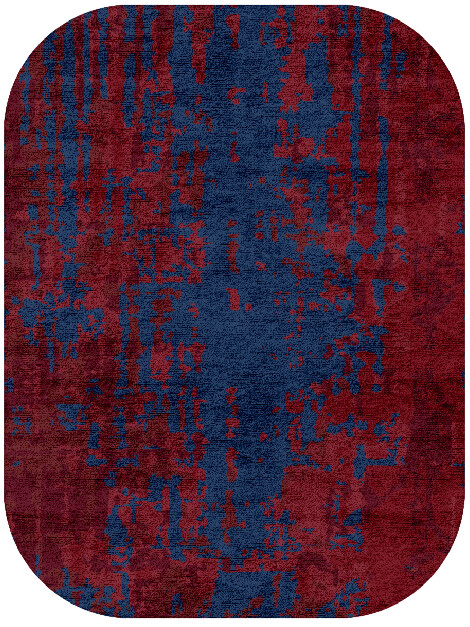 Crimson Blues Surface Art Oblong Hand Tufted Bamboo Silk Custom Rug by Rug Artisan
