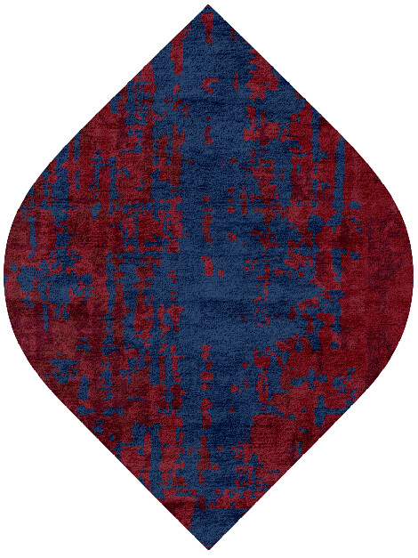 Crimson Blues Surface Art Ogee Hand Tufted Bamboo Silk Custom Rug by Rug Artisan