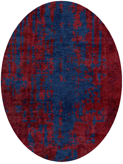 Crimson Blues Surface Art Oval Hand Tufted Bamboo Silk Custom Rug by Rug Artisan