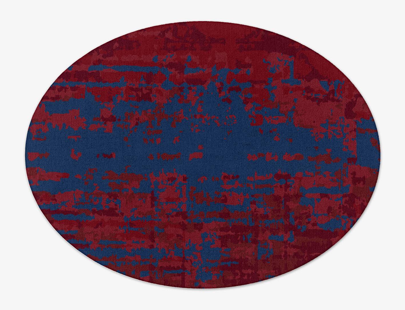 Crimson Blues Surface Art Oval Hand Tufted Pure Wool Custom Rug by Rug Artisan