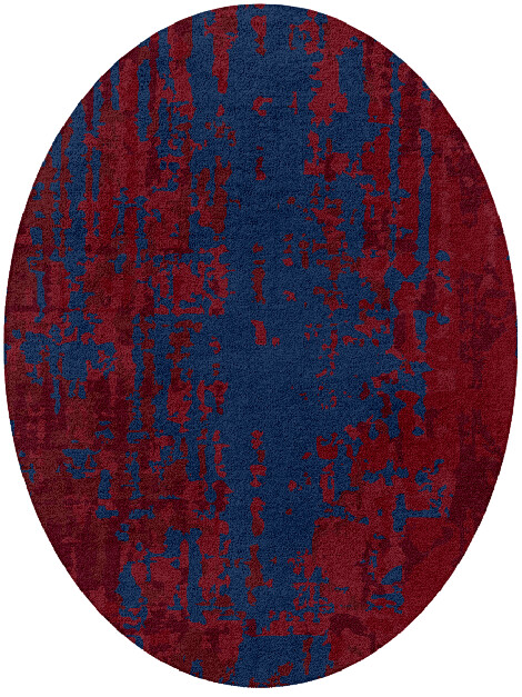 Crimson Blues Surface Art Oval Hand Tufted Pure Wool Custom Rug by Rug Artisan