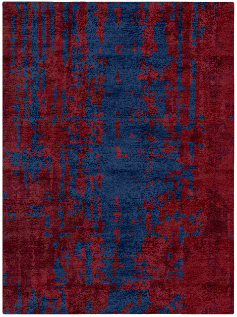 Crimson Blues Surface Art Rectangle Hand Tufted Bamboo Silk Custom Rug by Rug Artisan