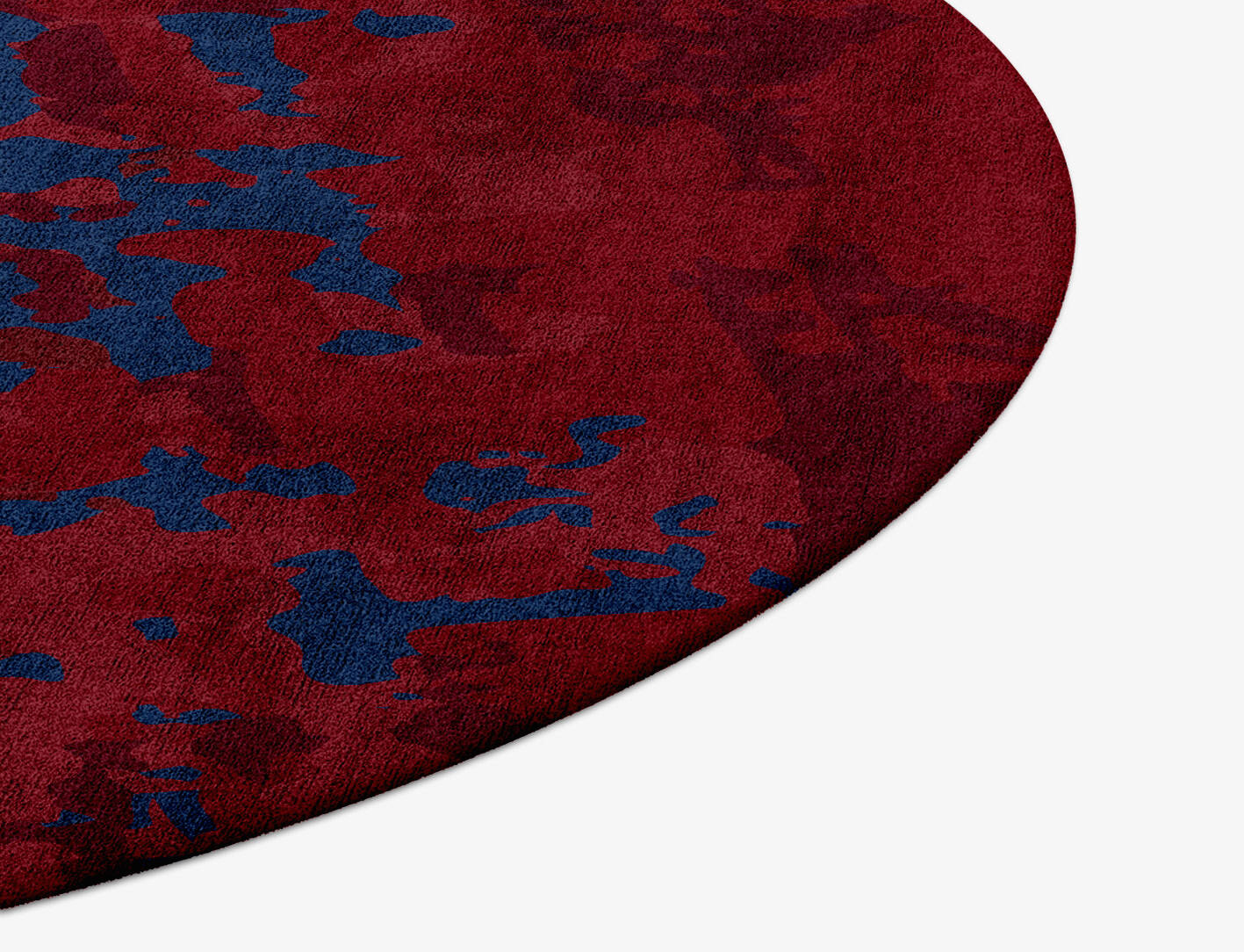 Crimson Blues Surface Art Round Hand Tufted Bamboo Silk Custom Rug by Rug Artisan