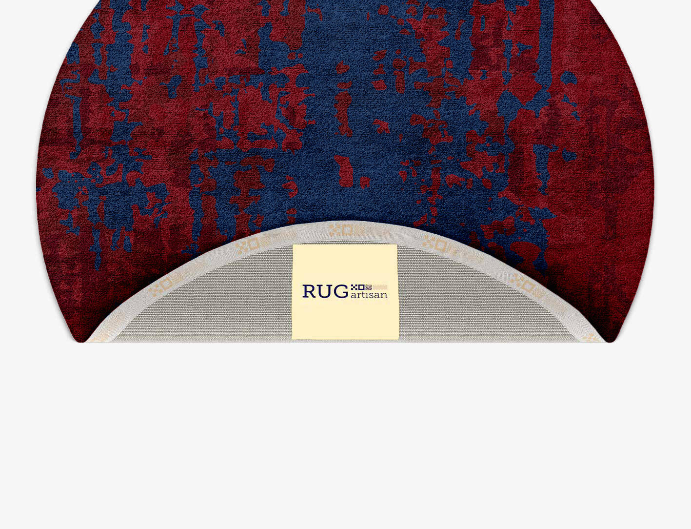 Crimson Blues Surface Art Round Hand Tufted Bamboo Silk Custom Rug by Rug Artisan