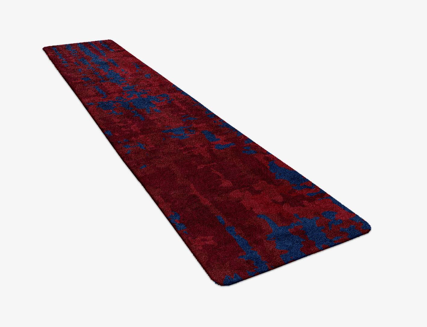 Crimson Blues Surface Art Runner Hand Tufted Bamboo Silk Custom Rug by Rug Artisan