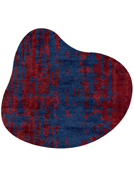 Crimson Blues Surface Art Splash Hand Tufted Bamboo Silk Custom Rug by Rug Artisan