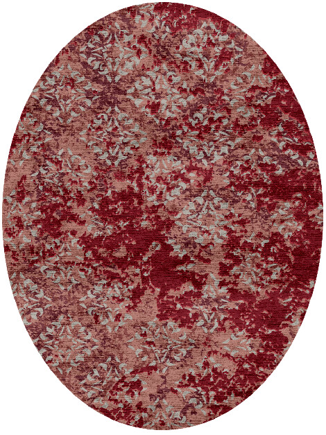 Crimson Splash Vintage Oval Hand Knotted Bamboo Silk Custom Rug by Rug Artisan
