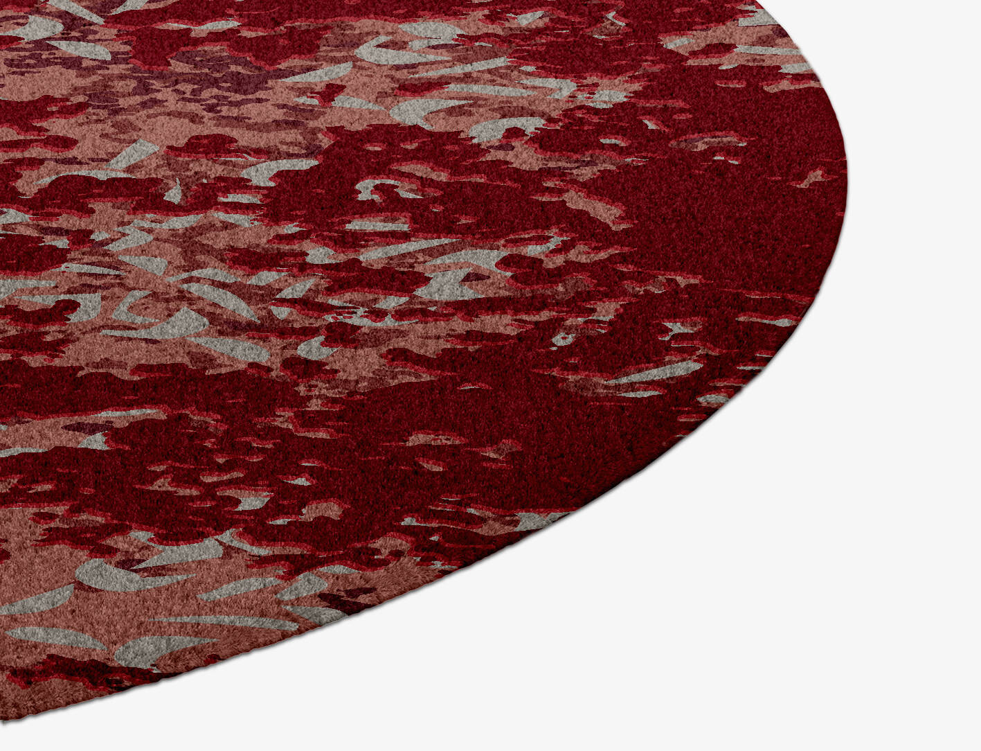 Crimson Splash Vintage Round Hand Knotted Tibetan Wool Custom Rug by Rug Artisan