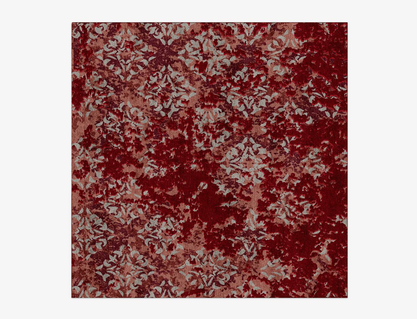 Crimson Splash Vintage Square Hand Knotted Bamboo Silk Custom Rug by Rug Artisan