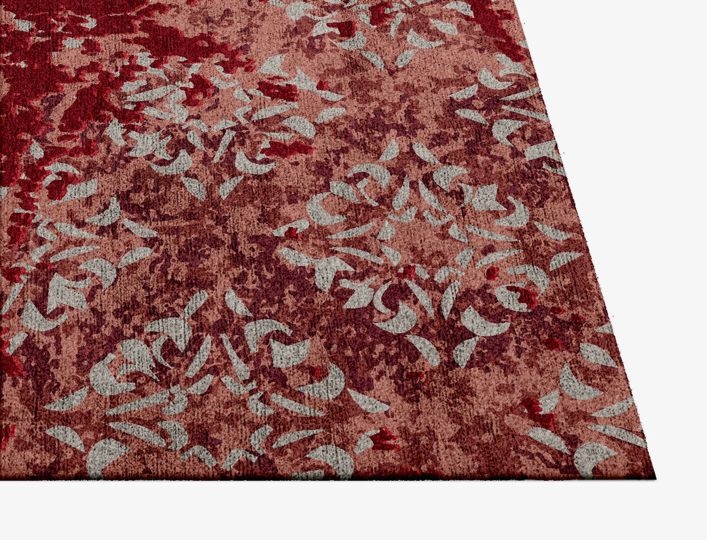 Crimson Splash Vintage Square Hand Knotted Bamboo Silk Custom Rug by Rug Artisan