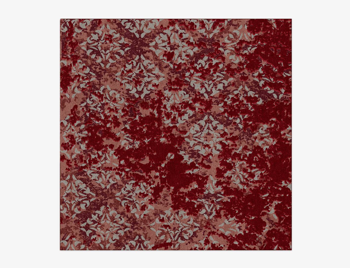 Crimson Splash Vintage Square Hand Knotted Tibetan Wool Custom Rug by Rug Artisan