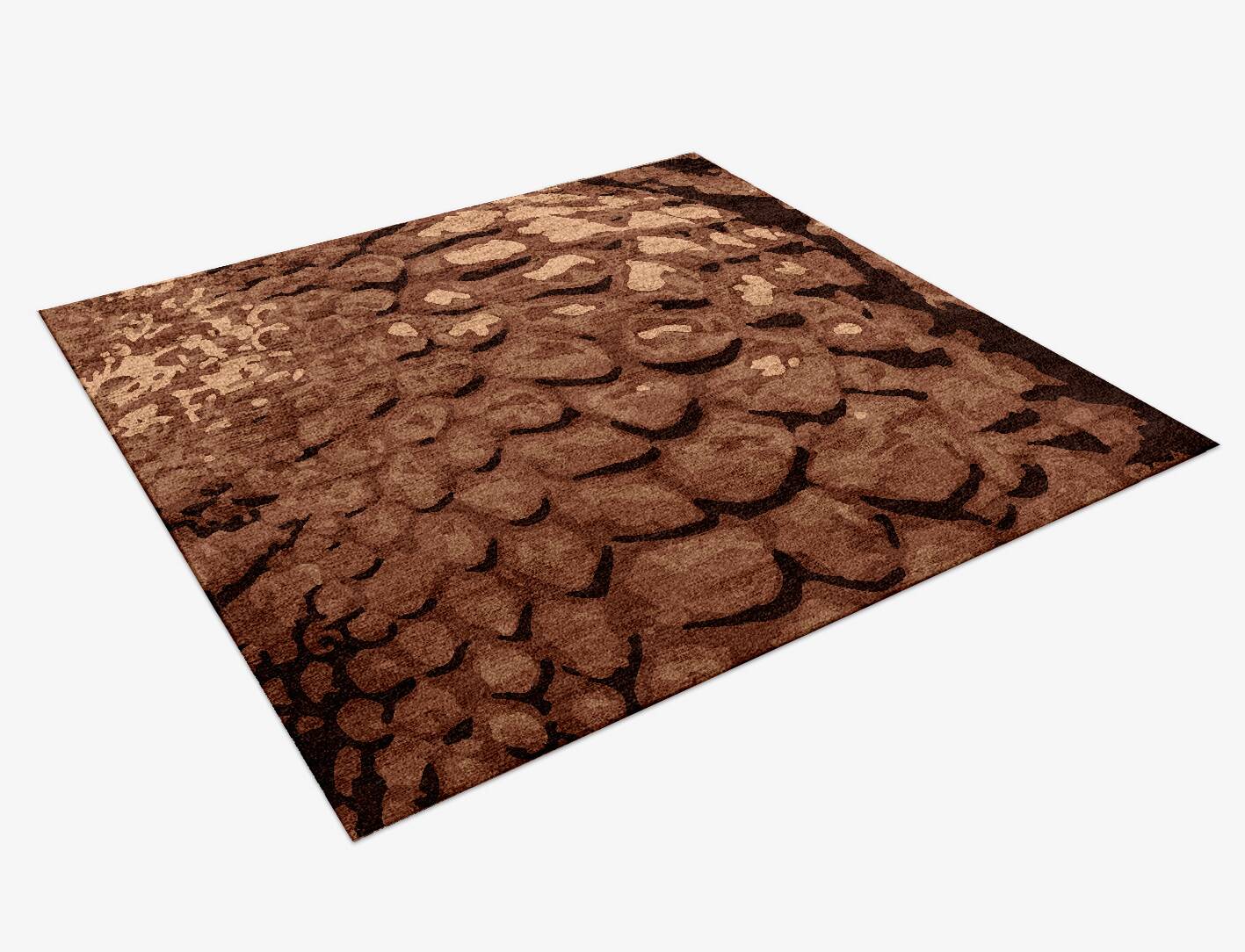 Croc Hide Animal Prints Square Hand Knotted Bamboo Silk Custom Rug by Rug Artisan