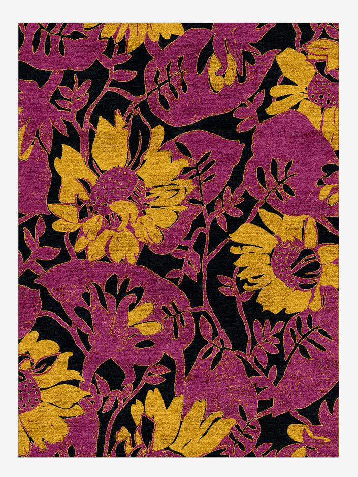 Crocus Floral Rectangle Hand Knotted Bamboo Silk Custom Rug by Rug Artisan