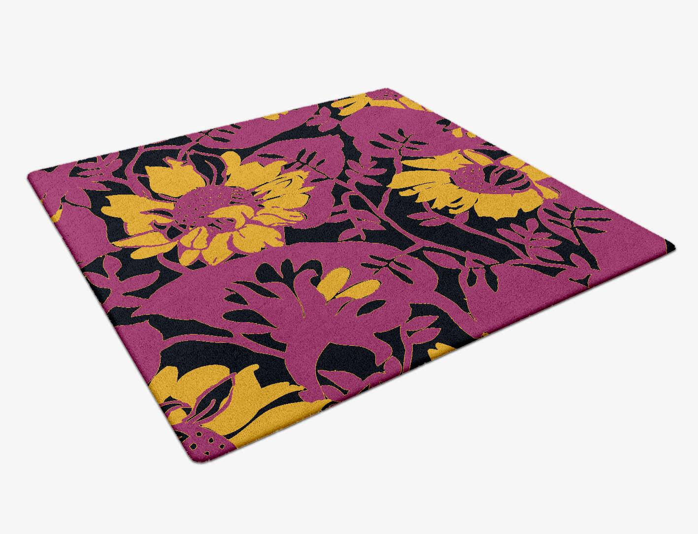 Crocus Floral Square Hand Tufted Pure Wool Custom Rug by Rug Artisan