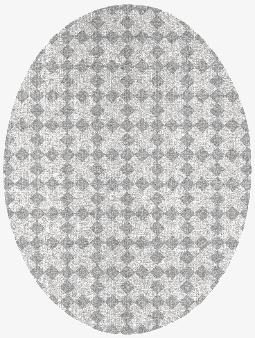 Crosscut Geometric Oval Flatweave New Zealand Wool Custom Rug by Rug Artisan
