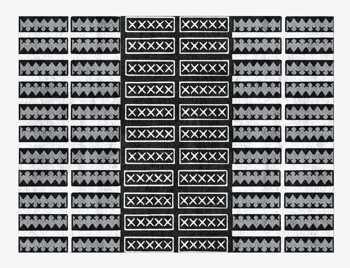 Crosses Monochrome Rectangle Hand Knotted Bamboo Silk Custom Rug by Rug Artisan