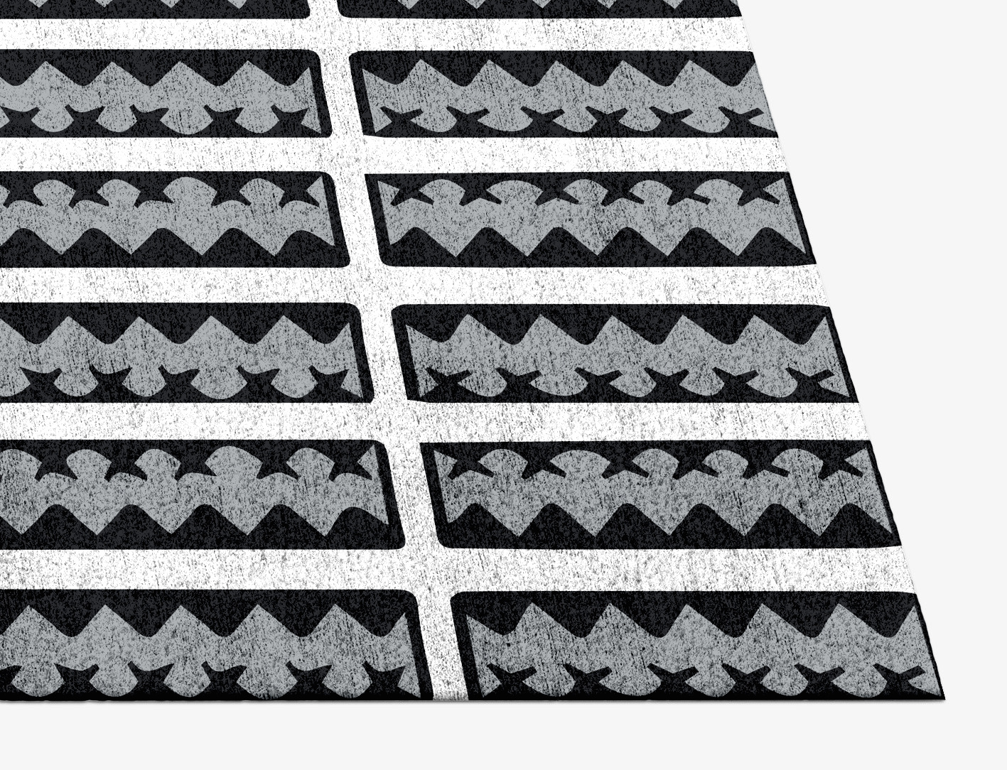 Crosses Monochrome Rectangle Hand Knotted Bamboo Silk Custom Rug by Rug Artisan