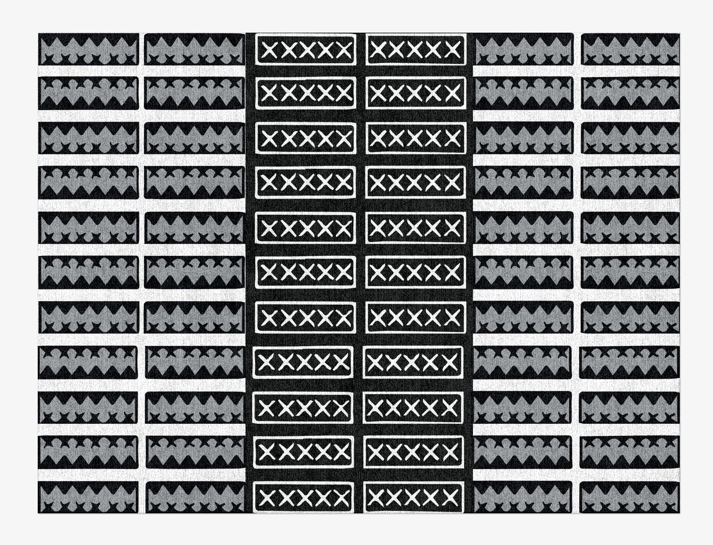 Crosses Monochrome Rectangle Hand Knotted Tibetan Wool Custom Rug by Rug Artisan