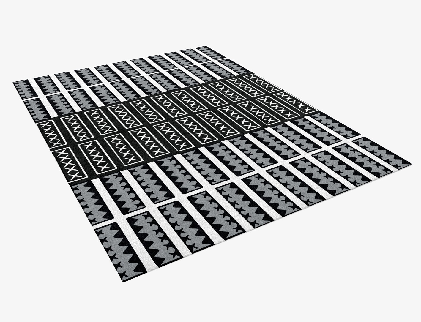 Crosses Monochrome Rectangle Hand Knotted Tibetan Wool Custom Rug by Rug Artisan