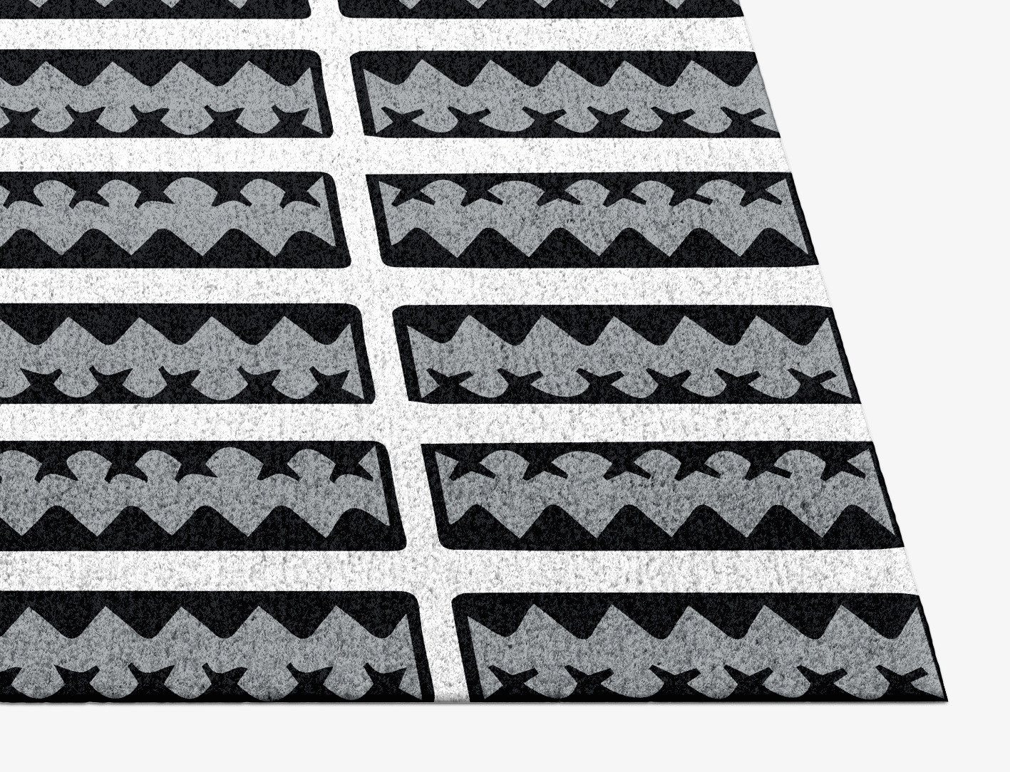 Crosses Monochrome Rectangle Hand Knotted Tibetan Wool Custom Rug by Rug Artisan