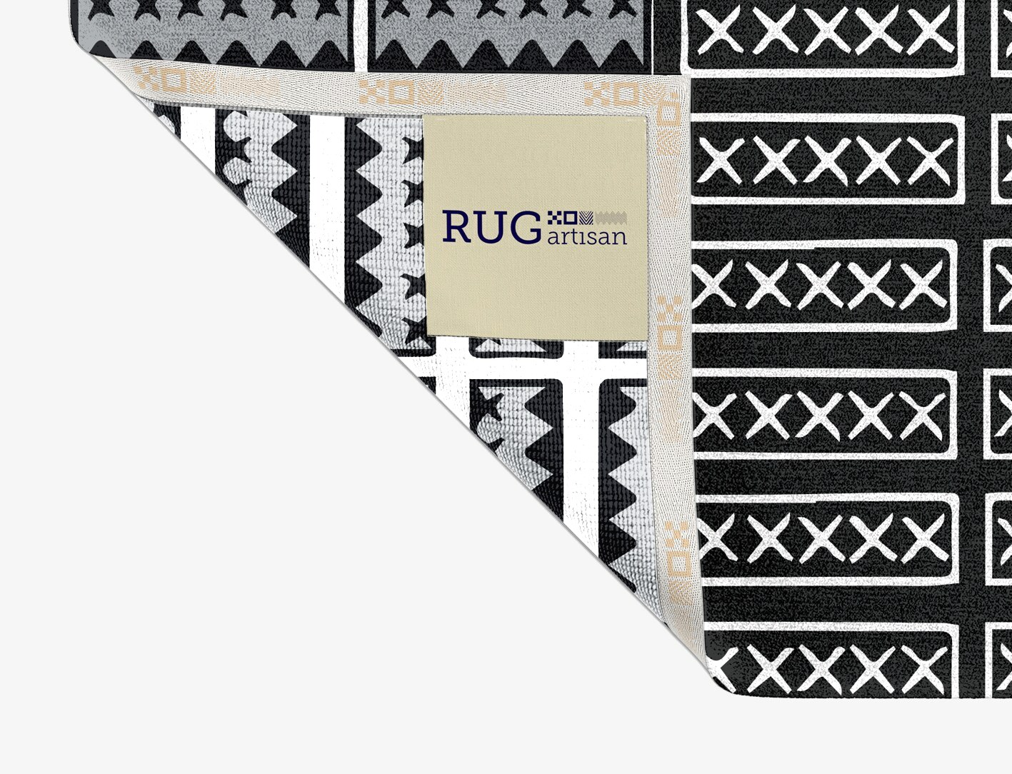 Crosses Monochrome Rectangle Hand Knotted Tibetan Wool Custom Rug by Rug Artisan