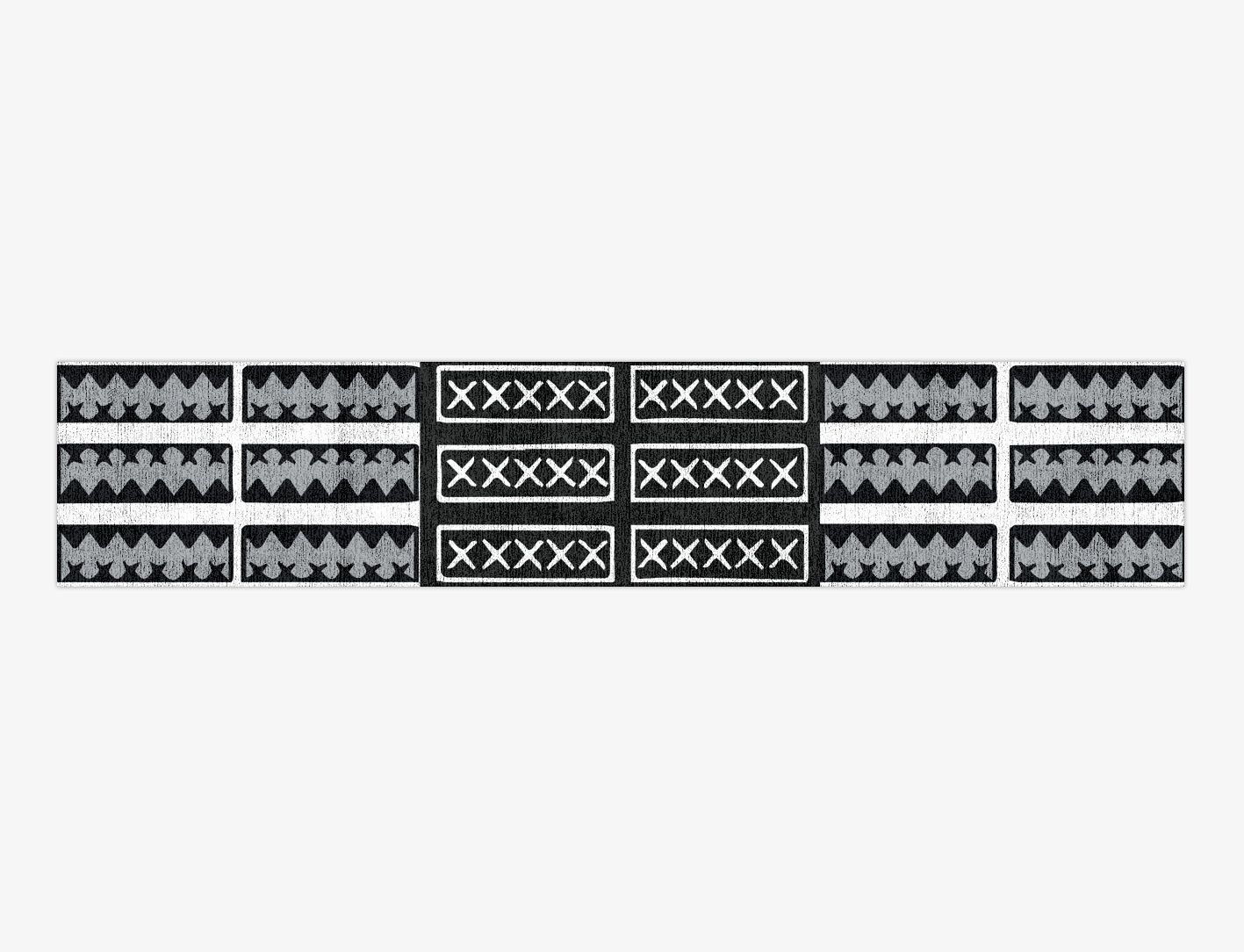 Crosses Monochrome Runner Hand Knotted Bamboo Silk Custom Rug by Rug Artisan