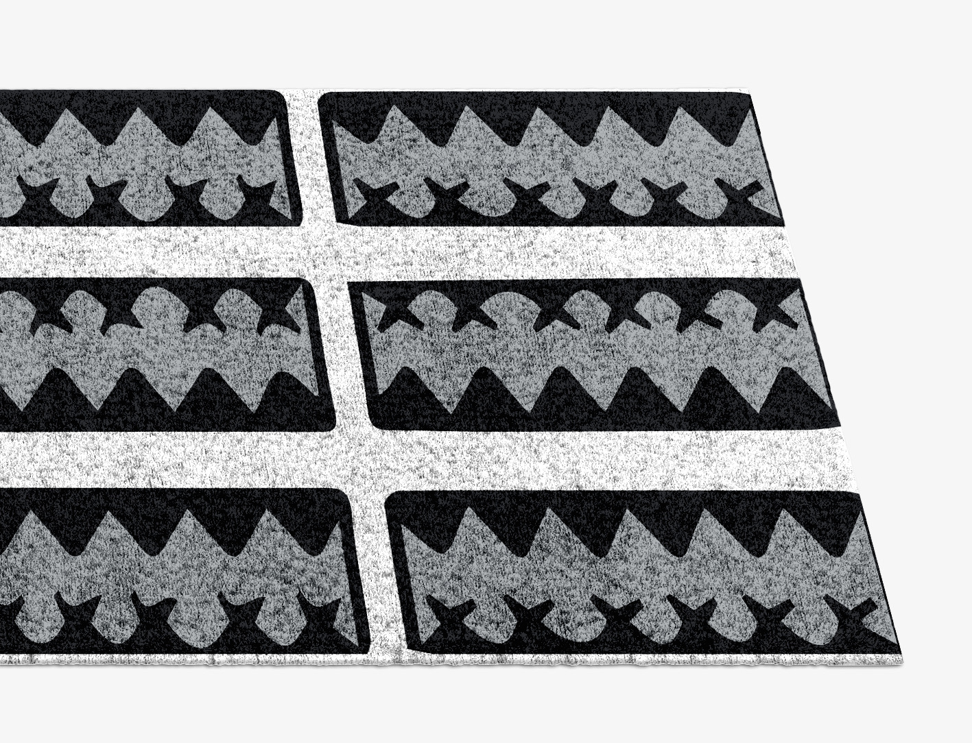 Crosses Monochrome Runner Hand Knotted Bamboo Silk Custom Rug by Rug Artisan
