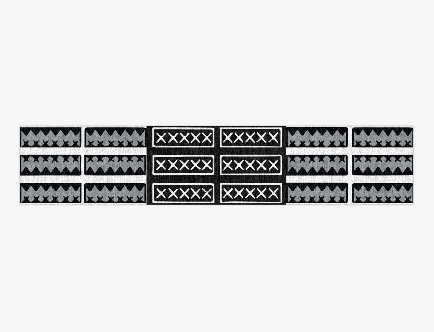 Crosses Monochrome Runner Hand Knotted Tibetan Wool Custom Rug by Rug Artisan