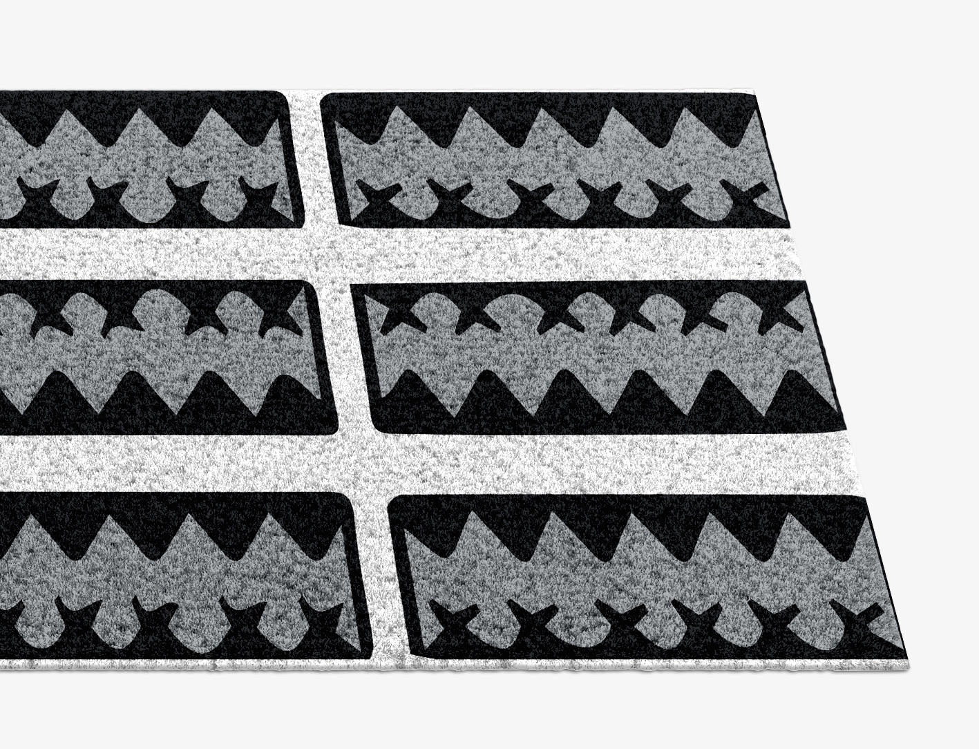 Crosses Monochrome Runner Hand Knotted Tibetan Wool Custom Rug by Rug Artisan