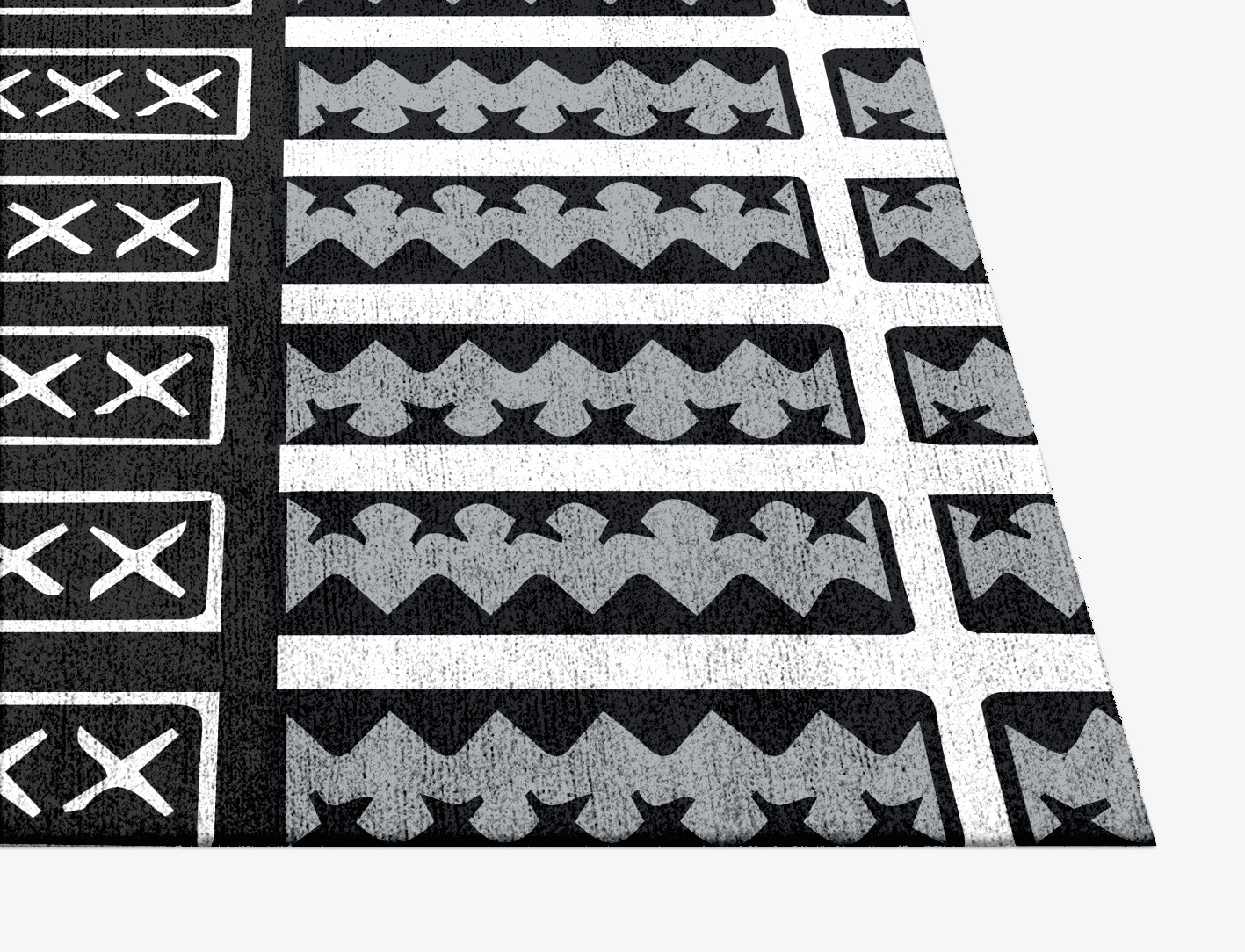Crosses Monochrome Square Hand Knotted Bamboo Silk Custom Rug by Rug Artisan