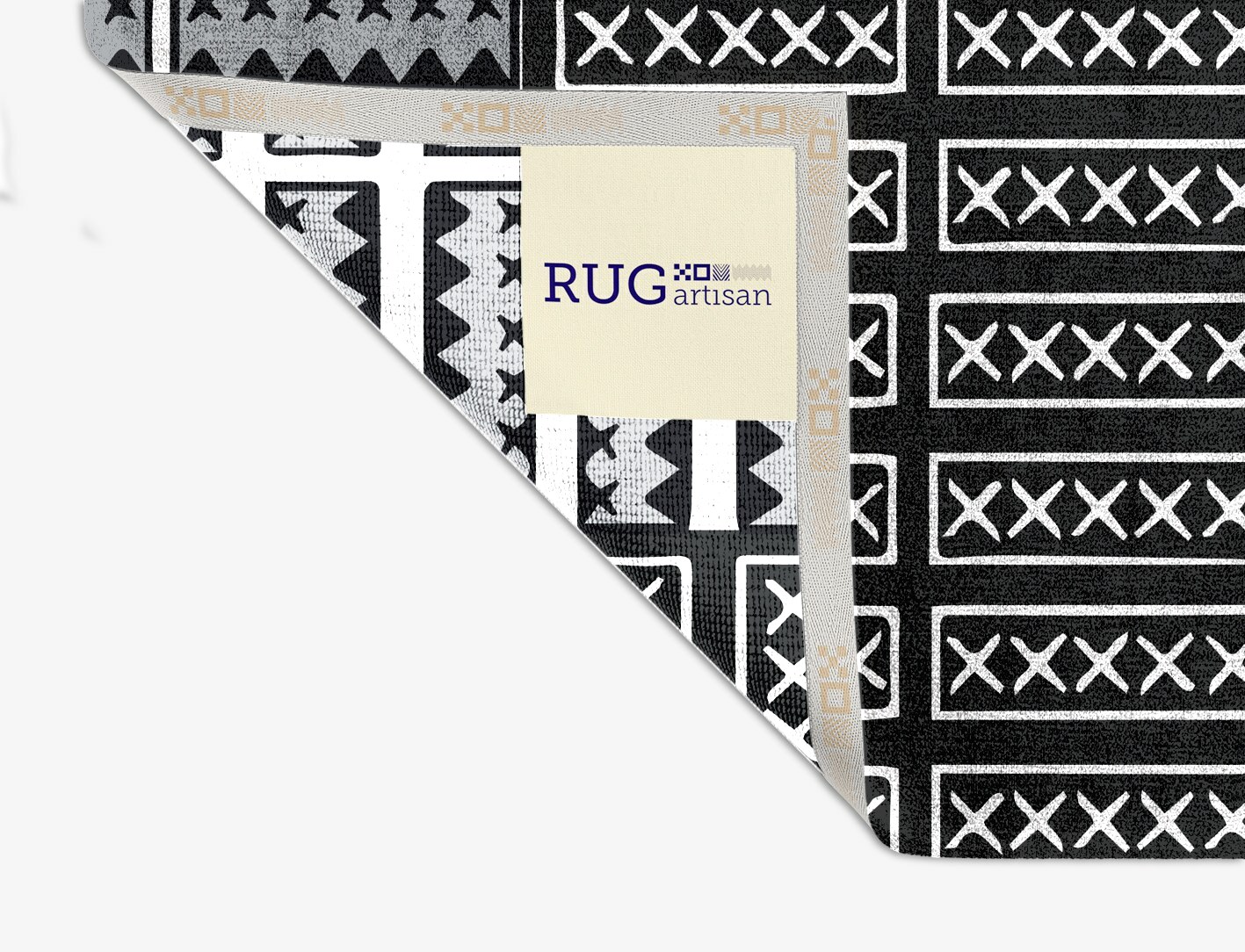 Crosses Monochrome Square Hand Knotted Bamboo Silk Custom Rug by Rug Artisan