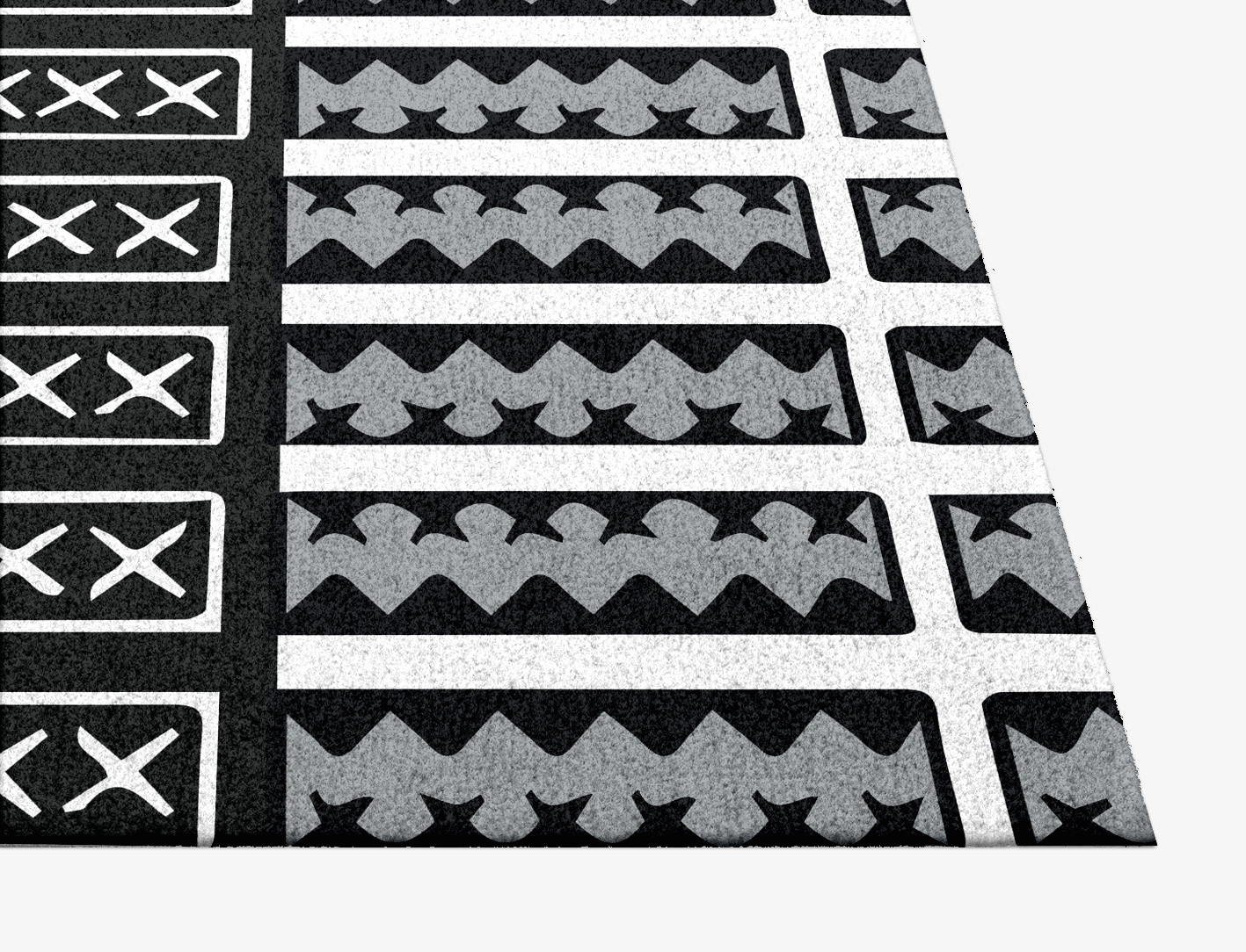 Crosses Monochrome Square Hand Knotted Tibetan Wool Custom Rug by Rug Artisan