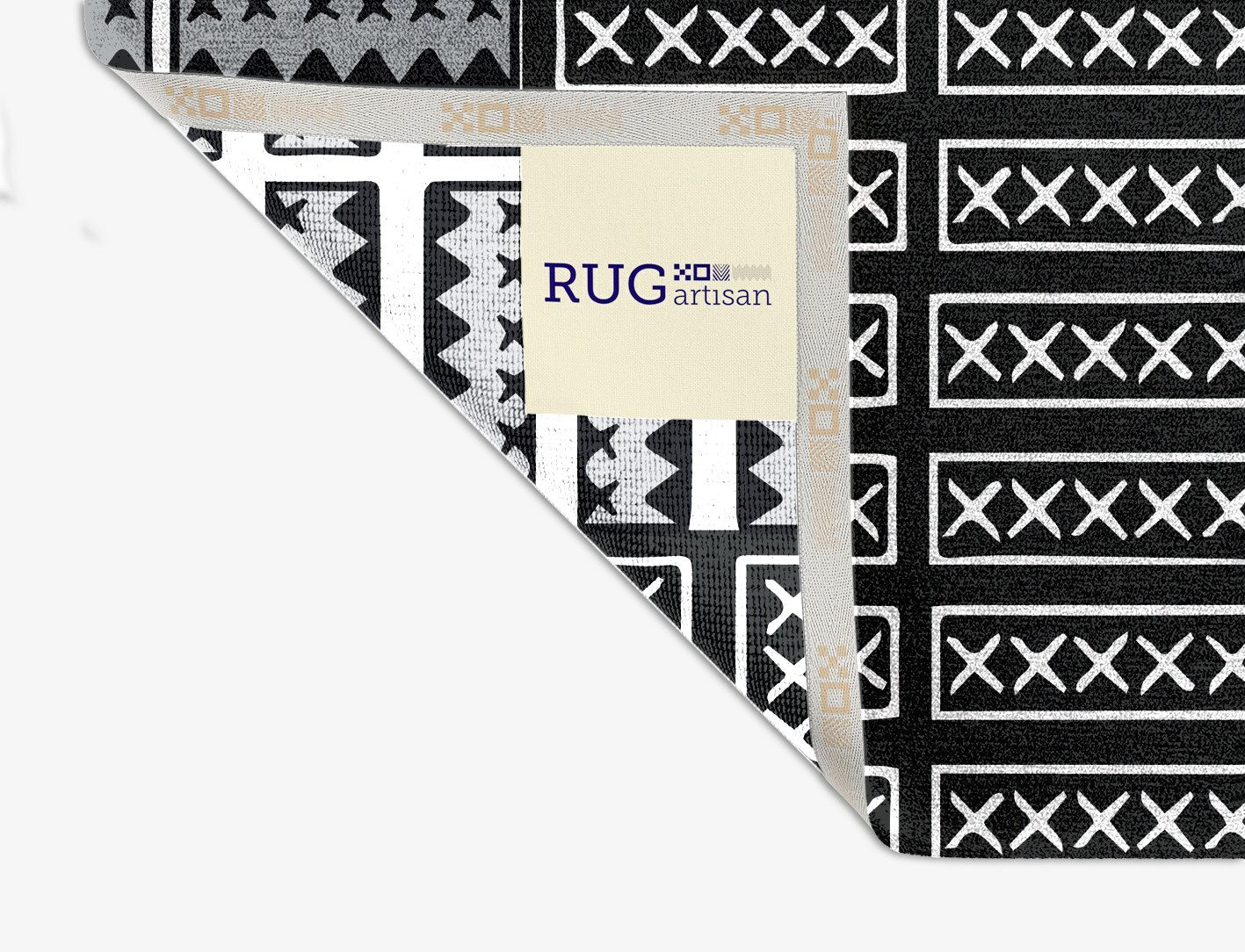 Crosses Monochrome Square Hand Knotted Tibetan Wool Custom Rug by Rug Artisan