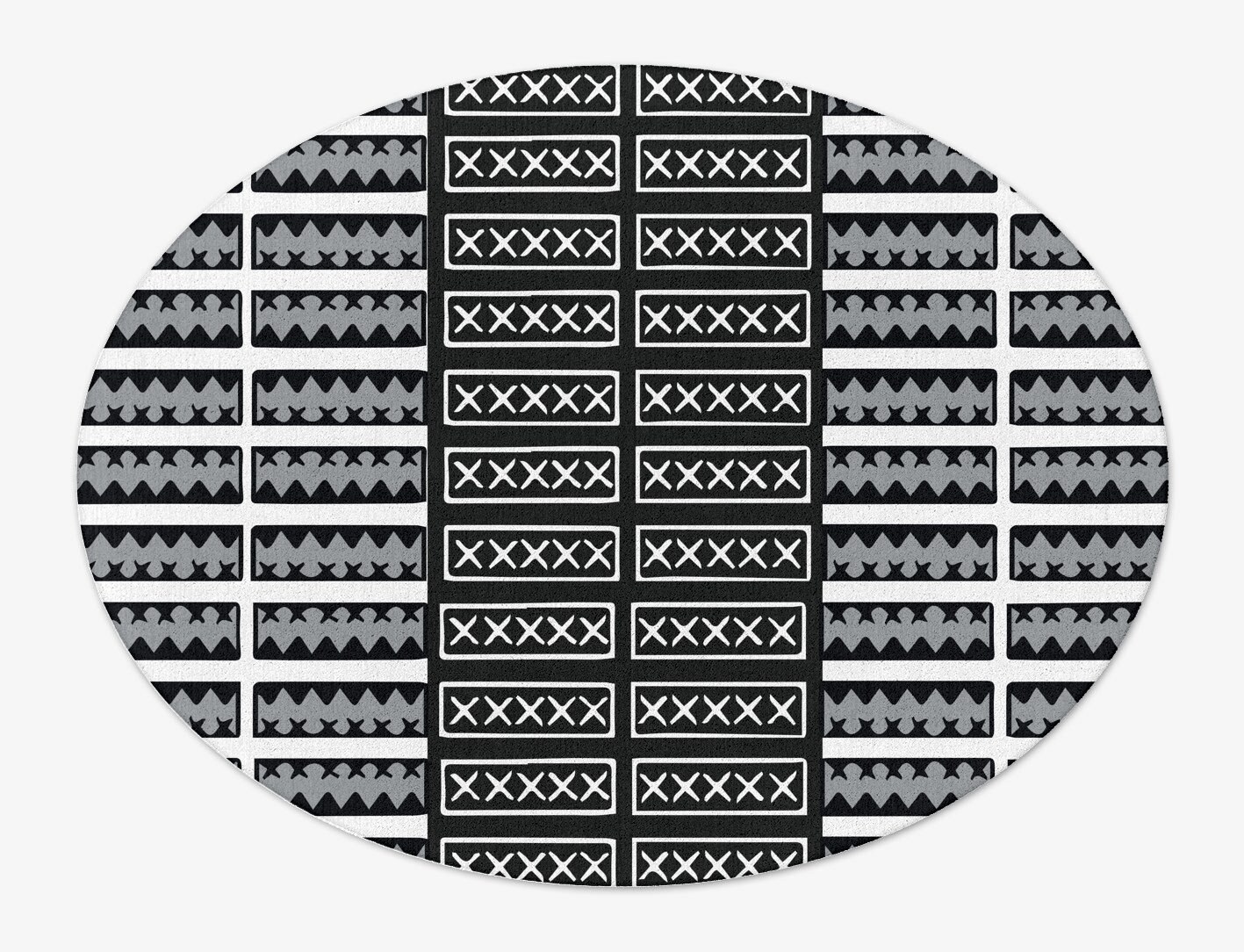 Crosses Monochrome Oval Hand Tufted Pure Wool Custom Rug by Rug Artisan
