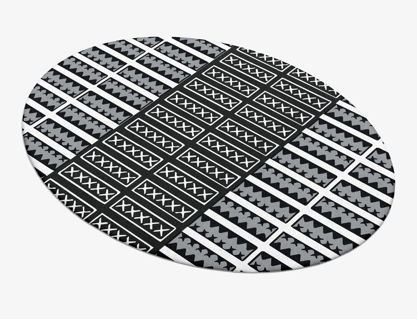 Crosses Monochrome Oval Hand Tufted Pure Wool Custom Rug by Rug Artisan