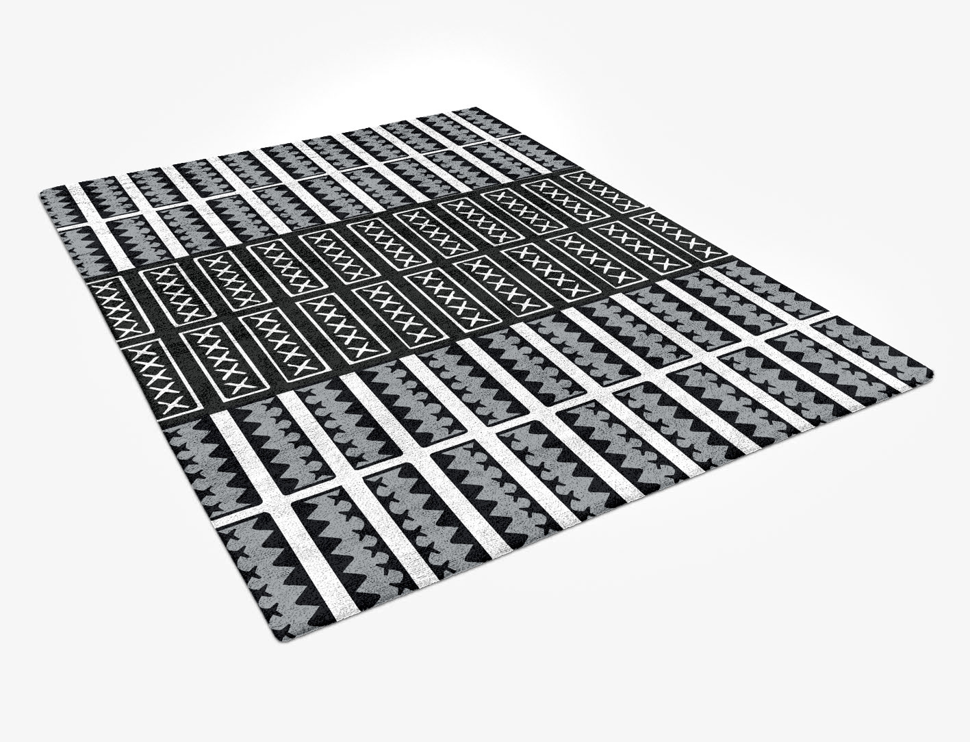 Crosses Monochrome Rectangle Hand Tufted Bamboo Silk Custom Rug by Rug Artisan