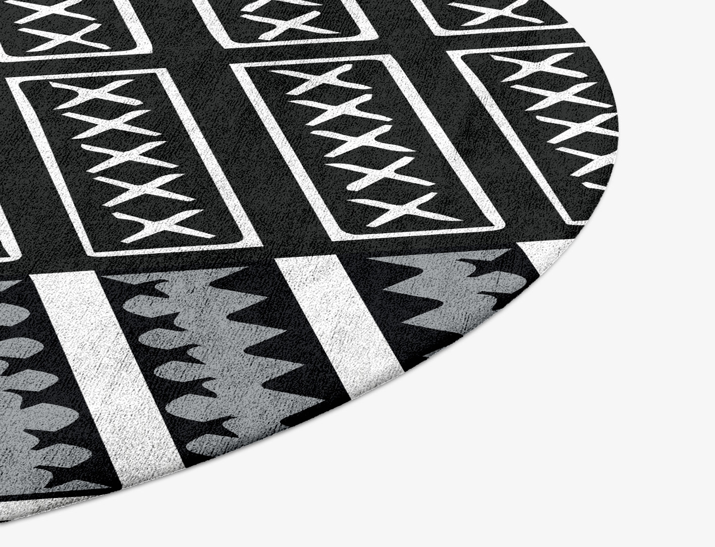 Crosses Monochrome Round Hand Tufted Bamboo Silk Custom Rug by Rug Artisan