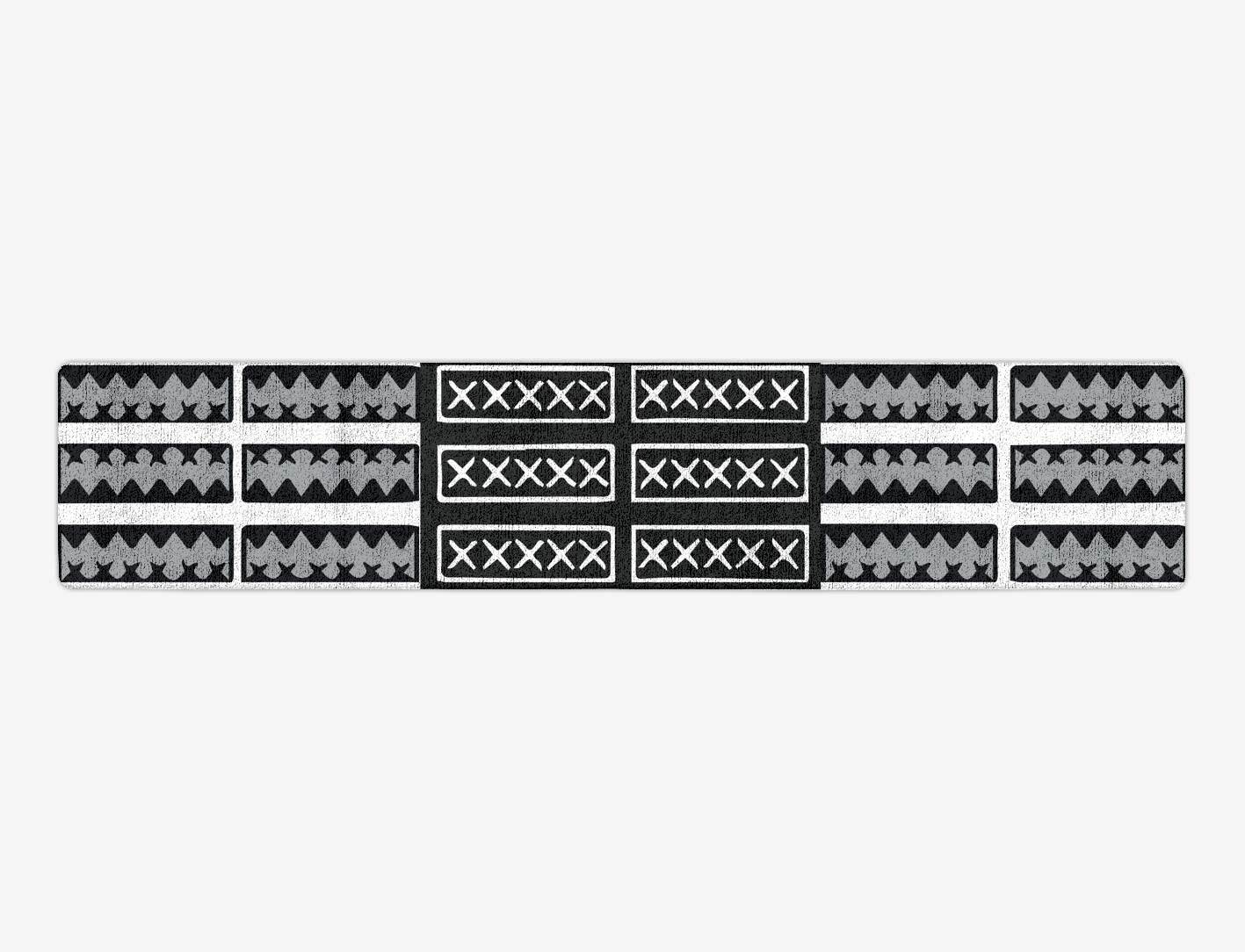 Crosses Monochrome Runner Hand Tufted Bamboo Silk Custom Rug by Rug Artisan