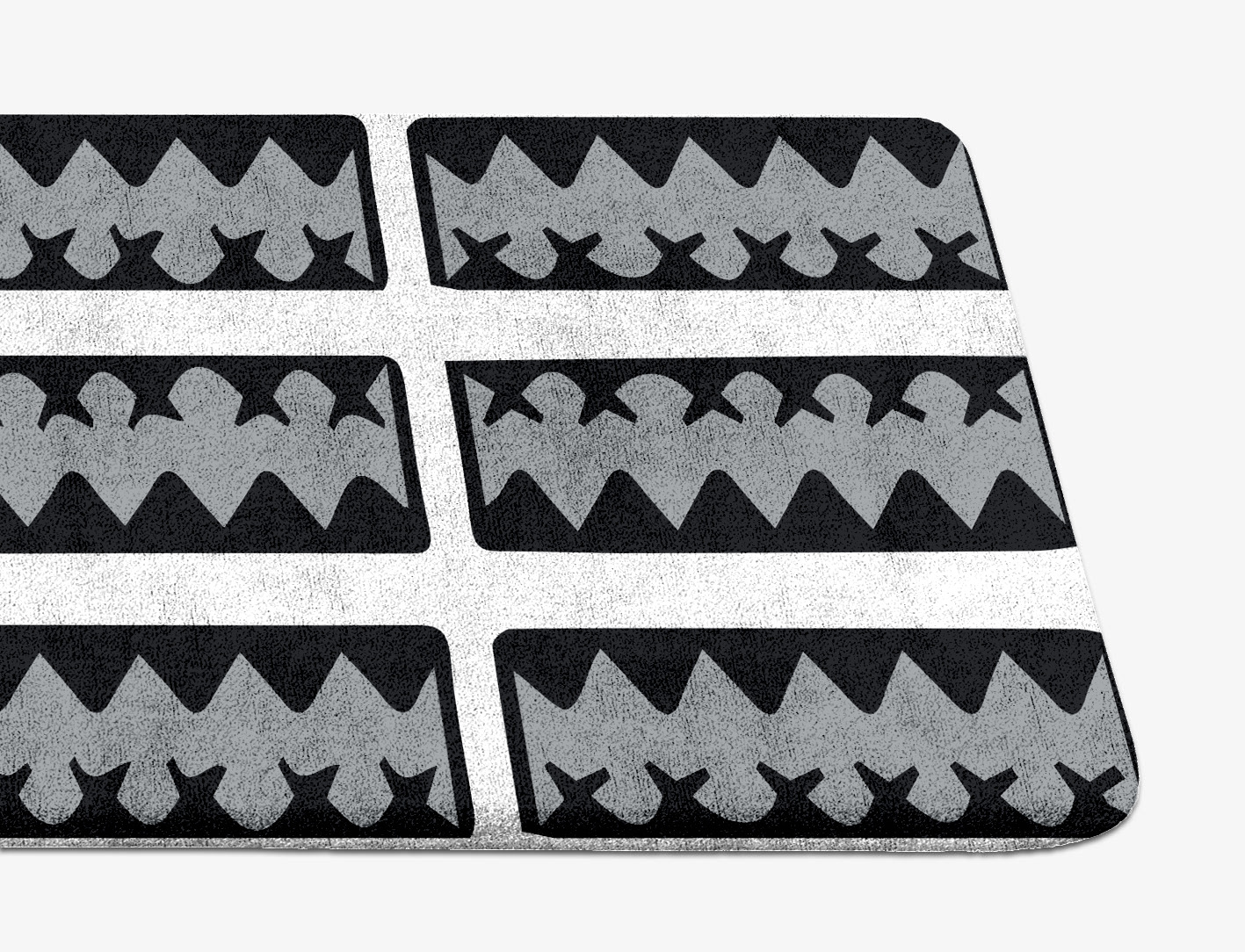 Crosses Monochrome Runner Hand Tufted Bamboo Silk Custom Rug by Rug Artisan