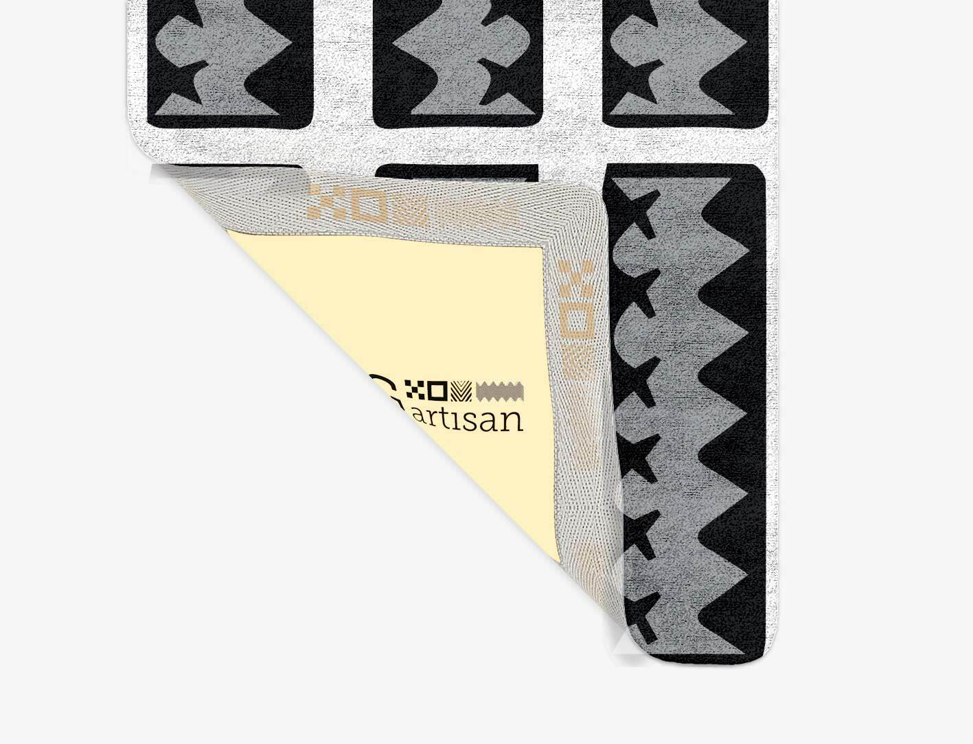 Crosses Monochrome Runner Hand Tufted Bamboo Silk Custom Rug by Rug Artisan