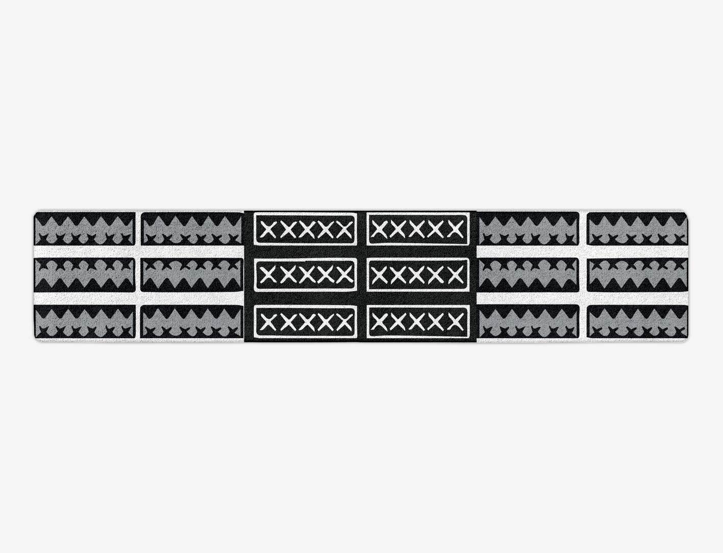 Crosses Monochrome Runner Hand Tufted Pure Wool Custom Rug by Rug Artisan