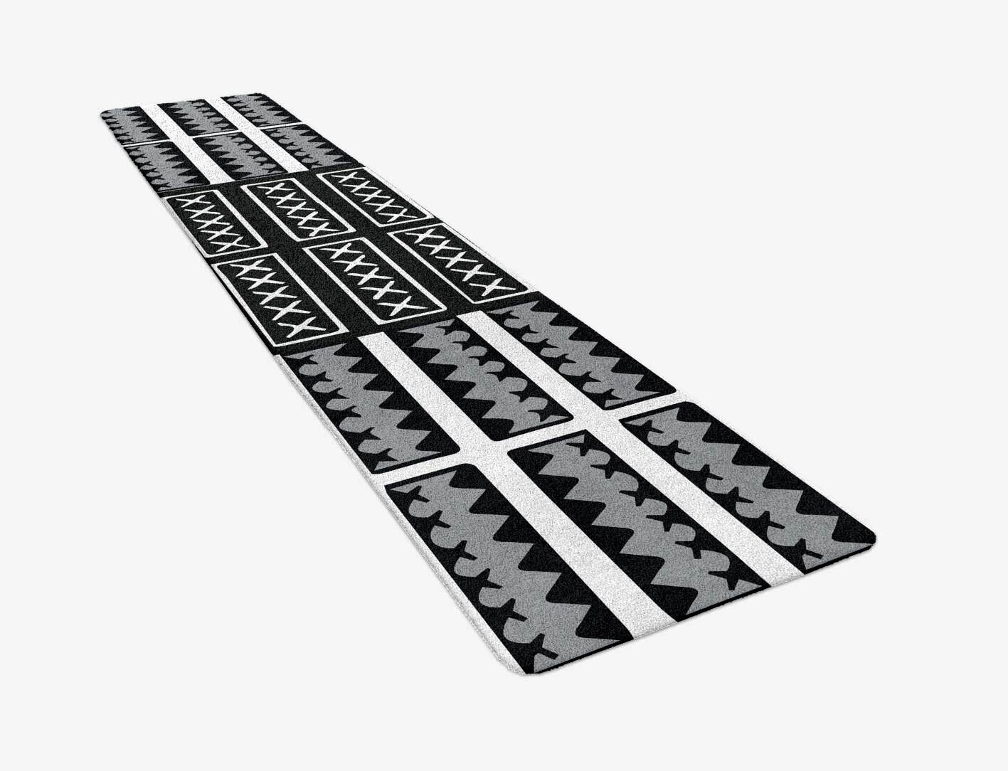 Crosses Monochrome Runner Hand Tufted Pure Wool Custom Rug by Rug Artisan
