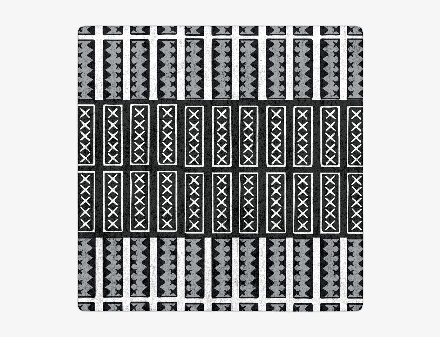 Crosses Monochrome Square Hand Tufted Bamboo Silk Custom Rug by Rug Artisan