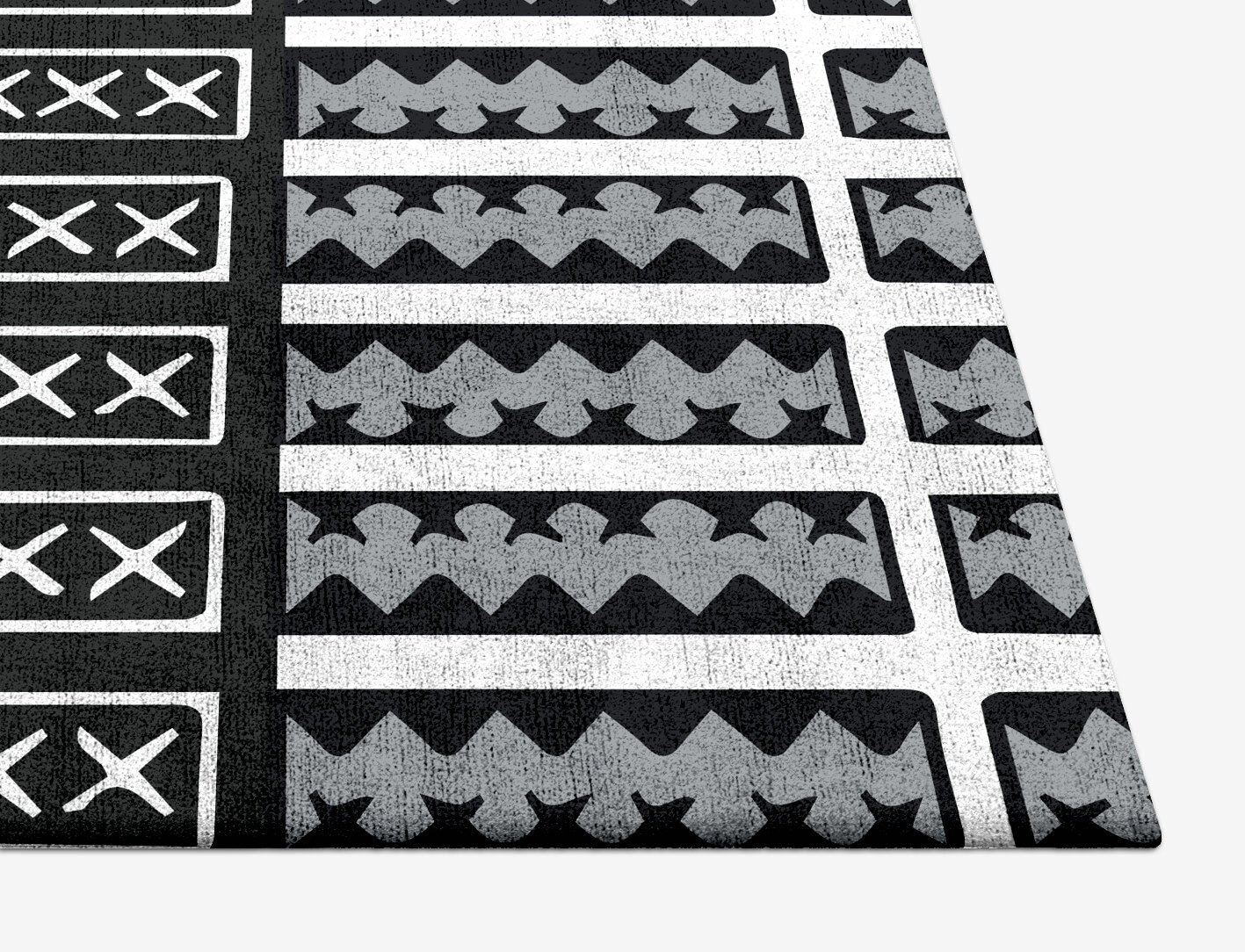 Crosses Monochrome Square Hand Tufted Bamboo Silk Custom Rug by Rug Artisan