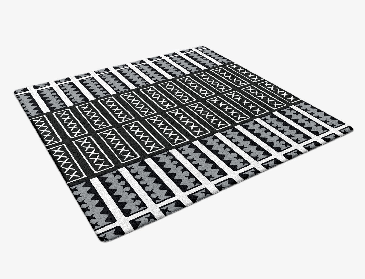 Crosses Monochrome Square Hand Tufted Pure Wool Custom Rug by Rug Artisan