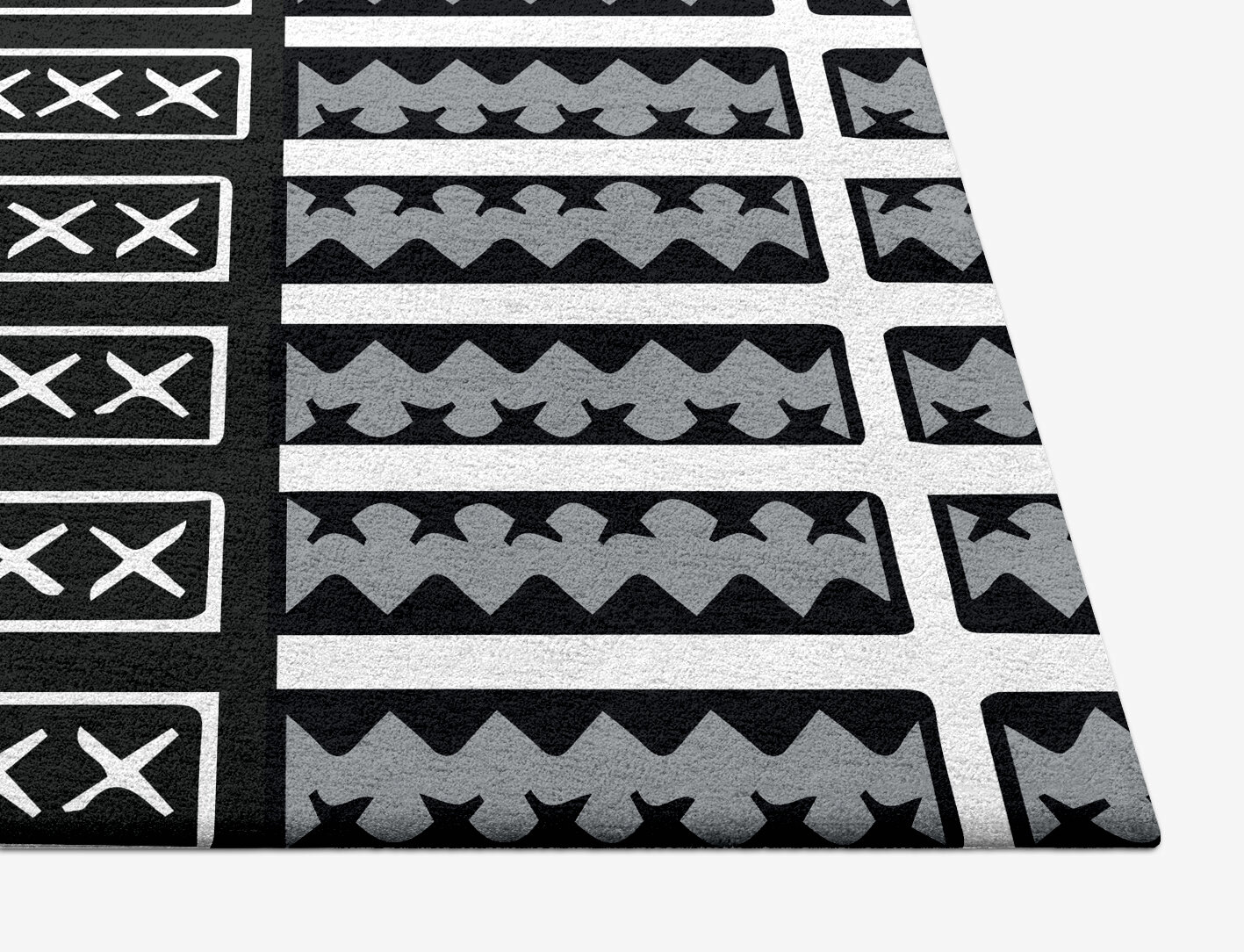 Crosses Monochrome Square Hand Tufted Pure Wool Custom Rug by Rug Artisan