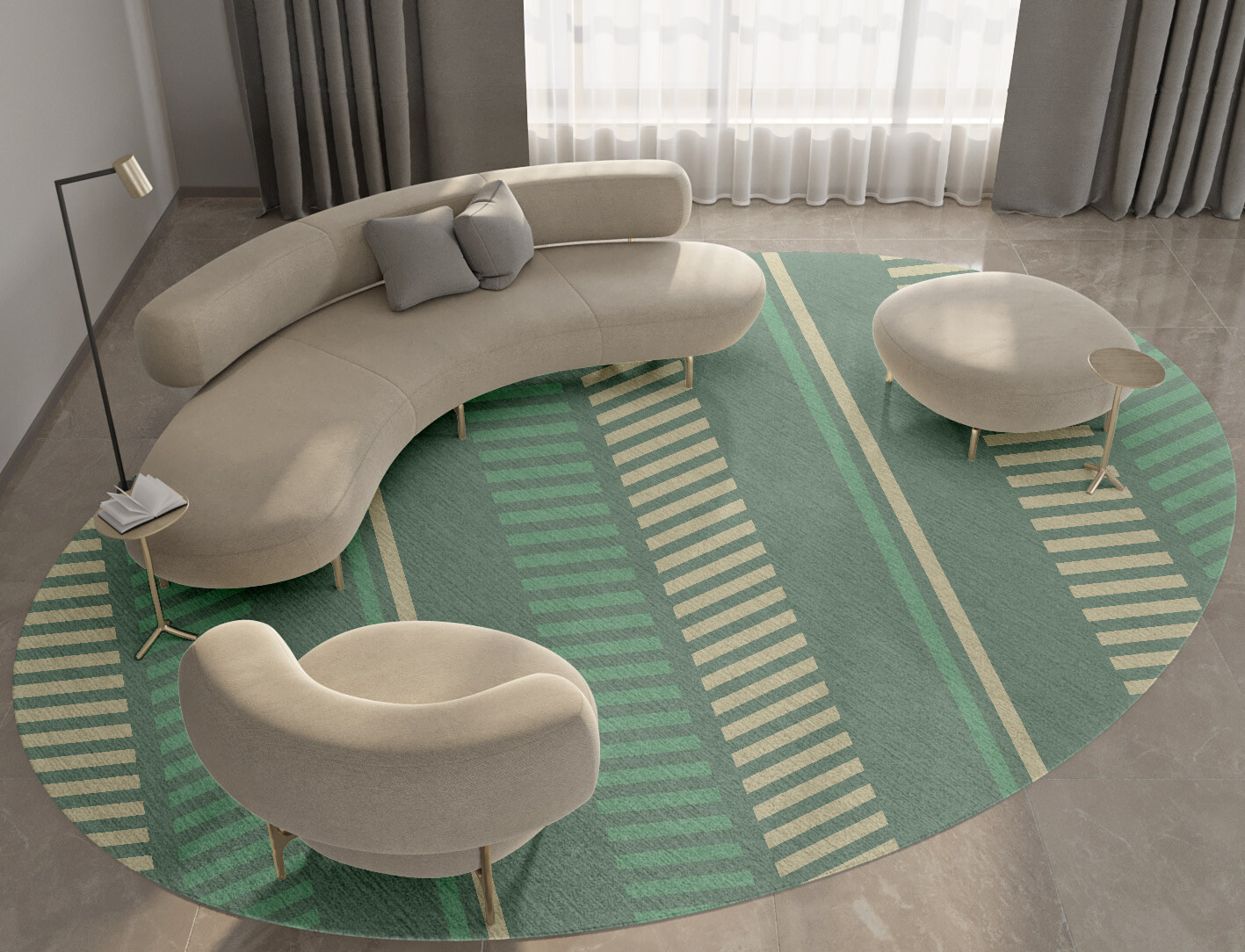 Crosslane Geometric Oval Hand Tufted Pure Wool Custom Rug by Rug Artisan