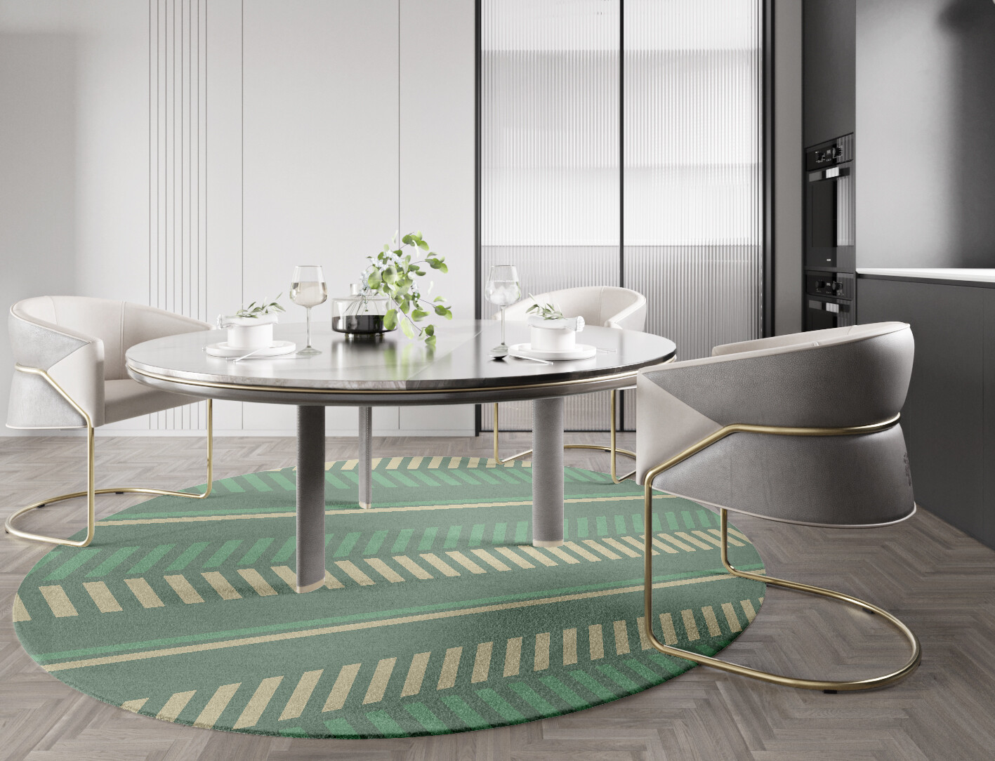 Crosslane Geometric Round Hand Tufted Pure Wool Custom Rug by Rug Artisan